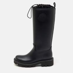 Moncler Black Rubber Kickstream High Rain Boots Size 37