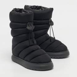 Pre Owned Moncler Black Nylon Gaia Mid Snow Boots Size 38