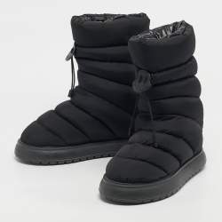 Pre Owned Moncler Black Nylon Gaia Mid Snow Boots Size 38