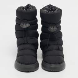 Pre Owned Moncler Black Nylon Gaia Mid Snow Boots Size 38