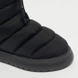 Pre Owned Moncler Black Nylon Gaia Mid Snow Boots Size 38