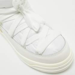 Pre Owned Moncler White Nylon and Leather Insolux Snow Boots Size 38