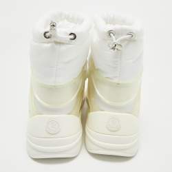 Pre Owned Moncler White Nylon and Leather Insolux Snow Boots Size 38