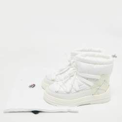 Pre Owned Moncler White Nylon and Leather Insolux Snow Boots Size 38