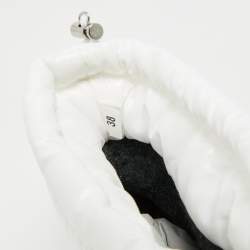 Pre Owned Moncler White Nylon and Leather Insolux Snow Boots Size 38