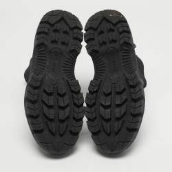 مملوكة مسبقًا حذاء بوت مونكلر نيوي جلد وقماش رمادي مطاطي مقاس 38