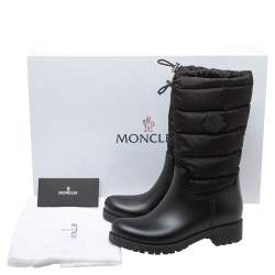 Moncler Black Nylon and Rubber Ginette Stivale Padded Mid Length Boots Size 37