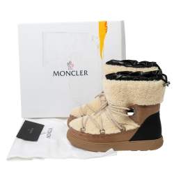 Moncler Tri-Color Shearling Fur and Leather Snow Boots Size 38 