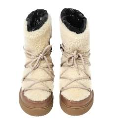 Moncler Tri-Color Shearling Fur and Leather Snow Boots Size 38 