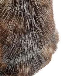 Pre Owned Moncler Brown/Beige Fur Wedge Knee Length Boots Size 38