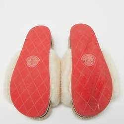 Moncler Cream Fur Flat Sandals Size 37