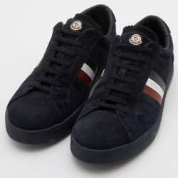 Pre Owned Moncler Navy Blue Suede New Monaco Low Top Sneakers Size 40