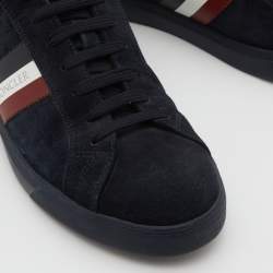 Pre Owned Moncler Navy Blue Suede New Monaco Low Top Sneakers Size 40