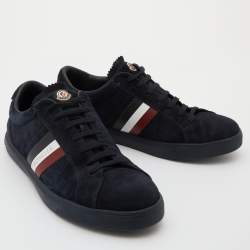 Pre Owned Moncler Navy Blue Suede New Monaco Low Top Sneakers Size 40