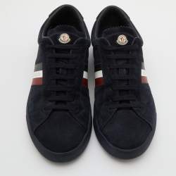Pre Owned Moncler Navy Blue Suede New Monaco Low Top Sneakers Size 40