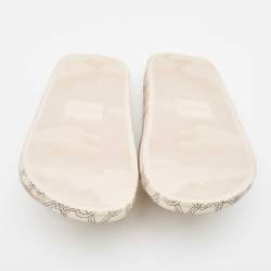 Pre Owned Moncler Cream Rubber Jeanne Flat Slides Size 39
