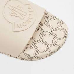 Pre Owned Moncler Cream Rubber Jeanne Flat Slides Size 39