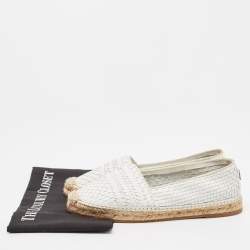 Pre Owned Moncler White Woven Leather Espadrille Flats Size 40