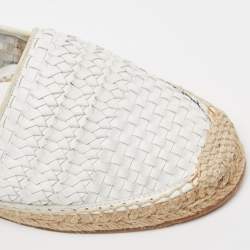 Pre Owned Moncler White Woven Leather Espadrille Flats Size 40
