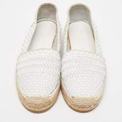 Pre Owned Moncler White Woven Leather Espadrille Flats Size 40
