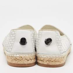 Pre Owned Moncler White Woven Leather Espadrille Flats Size 40