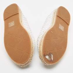 Pre Owned Moncler White Woven Leather Espadrille Flats Size 40