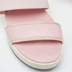 Moncler Pink Leather and Elastic Platform Sandals Size 38