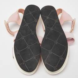 Moncler Pink Leather and Elastic Platform Sandals Size 38