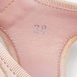 Moncler Pink Leather and Elastic Platform Sandals Size 38