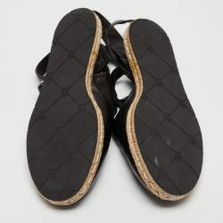 Moncler Black Leather Ankle Tie Espadrille Flats Size 37