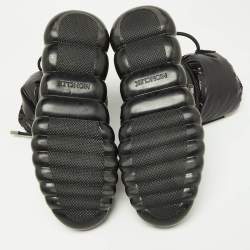 Moncler Black Fabric and Suede Lace Up Ankle Boots Size 40