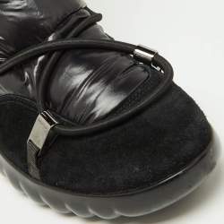 Moncler Black Fabric and Suede Lace Up Ankle Boots Size 40