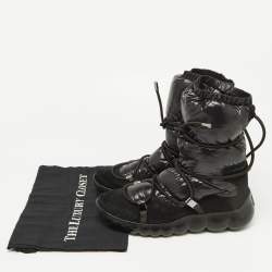 Moncler Black Fabric and Suede Lace Up Ankle Boots Size 40