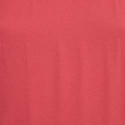 Monique Lhuillier Pink Crepe Ruffled Asymmetric Midi Dress L