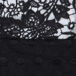 Monique Lhuillier Monochrome Floral Lace Bodice Detail Flared Strapless Gown L
