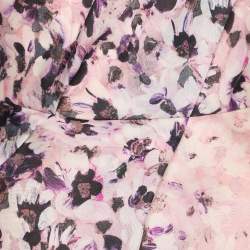 Monique Lhuillier Multicolor Floral Printed Silk One Shoulder Dress XL