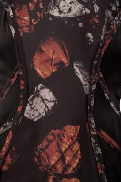 Monique Lhuillier Black Abstract Print Silk Blend Long Sleeve Sheath Dress S