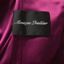Monique Lhuillier Garnet Purple Silk Tufted Skirt Strapless Gown XL 