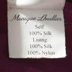 Monique Lhuillier Garnet Purple Silk Tufted Skirt Strapless Gown XL 