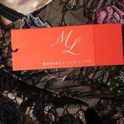 ML By Monique Lhuillier Black Floral Lace Sleeveless Gown L