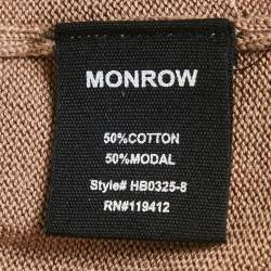 Monrow Dark Beige Knit Panel Detail Lounge Pants S