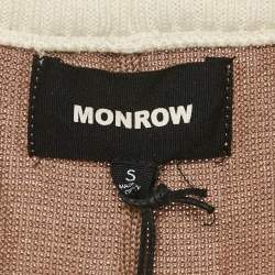 Monrow Dark Beige Knit Panel Detail Lounge Pants S