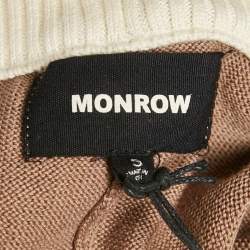 Monrow Dark Beige Knit Panel Detail Lounge Pants S