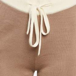 Monrow Dark Beige Knit Panel Detail Lounge Pants S