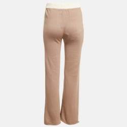 Monrow Dark Beige Knit Panel Detail Lounge Pants S