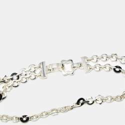 مملوكة مسبقًا Montblanc Signet Star Sterling Silver Onyx Link Chain Necklace
