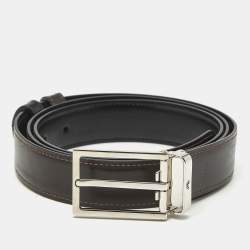مملوكة مسبقًا Montblanc Rectangular Buckle Reversible Belt Black/Brown Leather