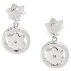 Pre Owned Montblanc Star Signet Collection Silver Dangle Stud Earrings