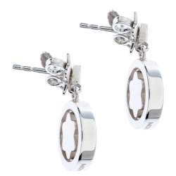 Pre Owned Montblanc Star Signet Collection Silver Dangle Stud Earrings