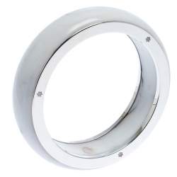 Pre Owned Montblanc Les Aimants by Charlotte Casiraghi White Resin Sterling Silver Bangle Bracelet Size 64